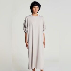 Sayaka Davis Twisted Sleeve Tee Dress in Moss Gray